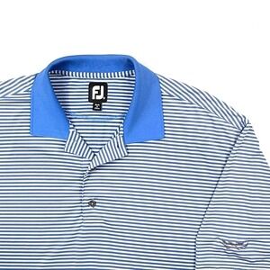 FootJoy ProDry Mens XL Blue White Striped Performance Golf Polo Shirt Logo